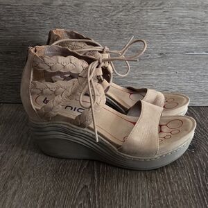 Womens Bionica Sunset Leather Lace Up Strappy Wedges Sandals Size 7